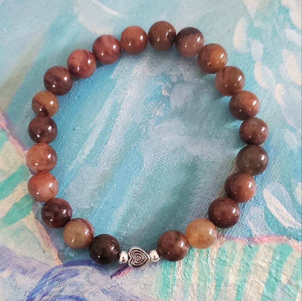Red Phantom Quartz Crystal Beaded Bracelet for Root Work